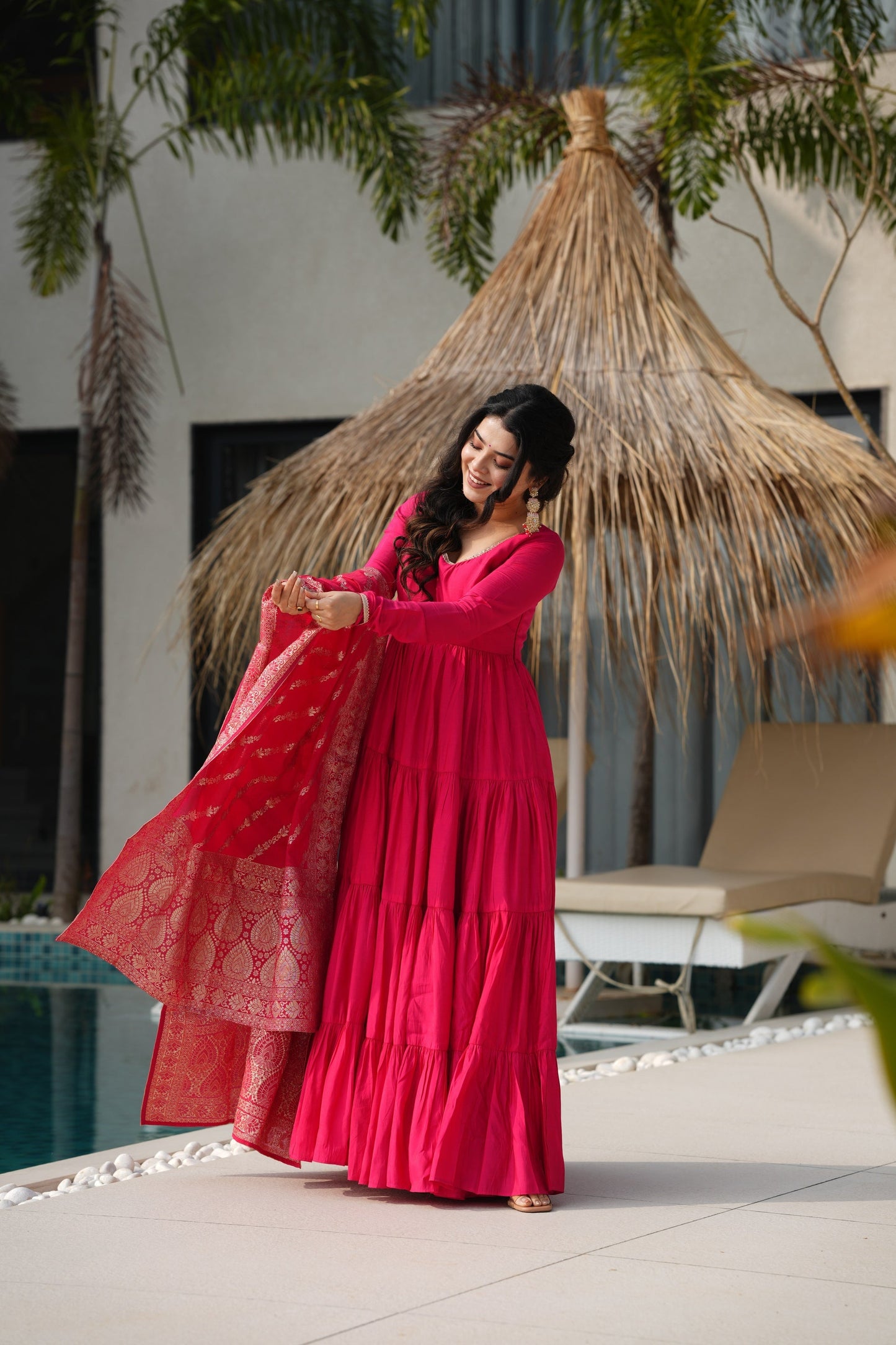 WEDDING SPECIAL MICROCRAPE GOWN WITH JAQUARD DUPATTA (WDN36)