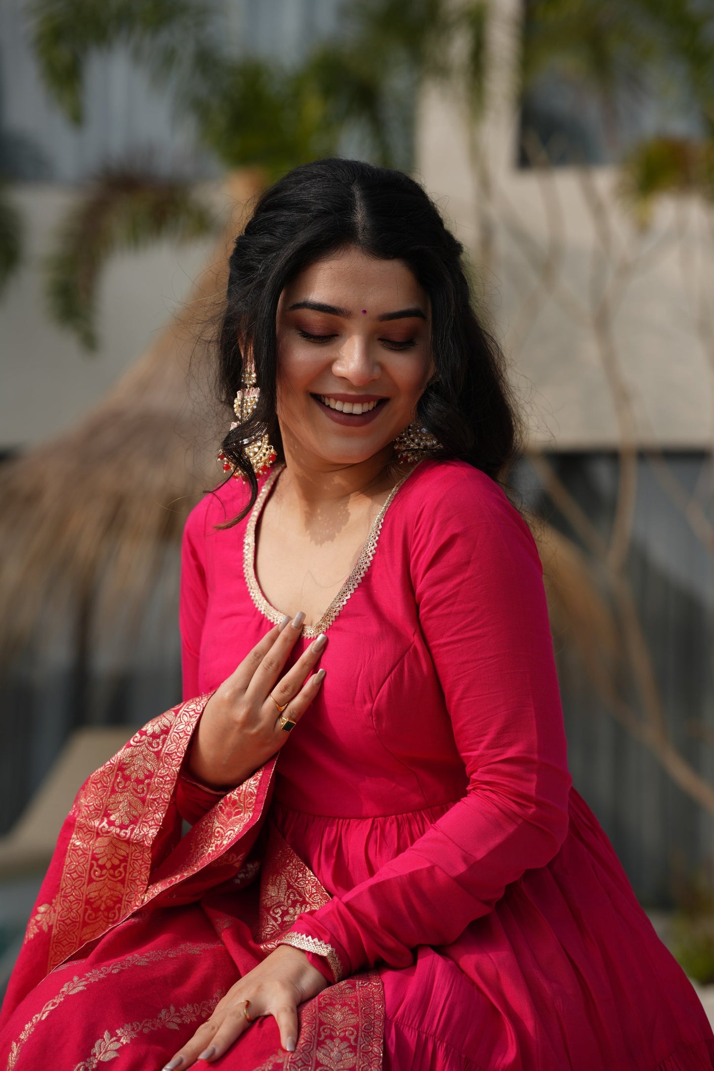 WEDDING SPECIAL MICROCRAPE GOWN WITH JAQUARD DUPATTA (WDN36)