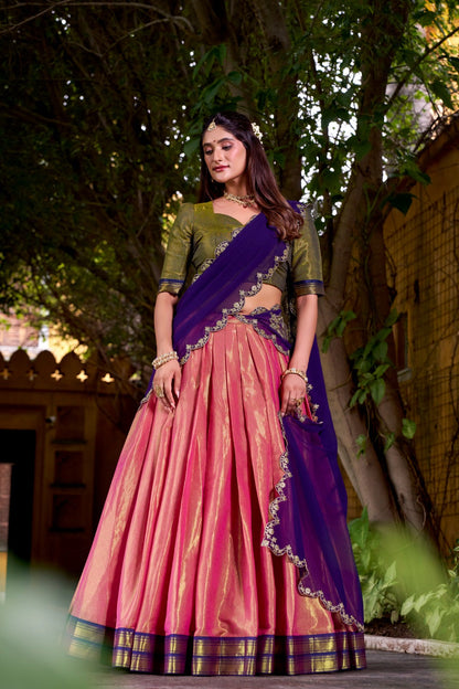 FESTIVE SPECIAL KANCHIPURAM LEHENGA CHOLI WITH GEORGETTE DUPATTA (WDN86) 03