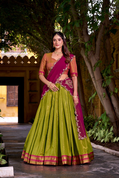 FESTIVE SPECIAL KANCHIPURAM LEHENGA CHOLI WITH GEORGETTE DUPATTA (WDN86) 01