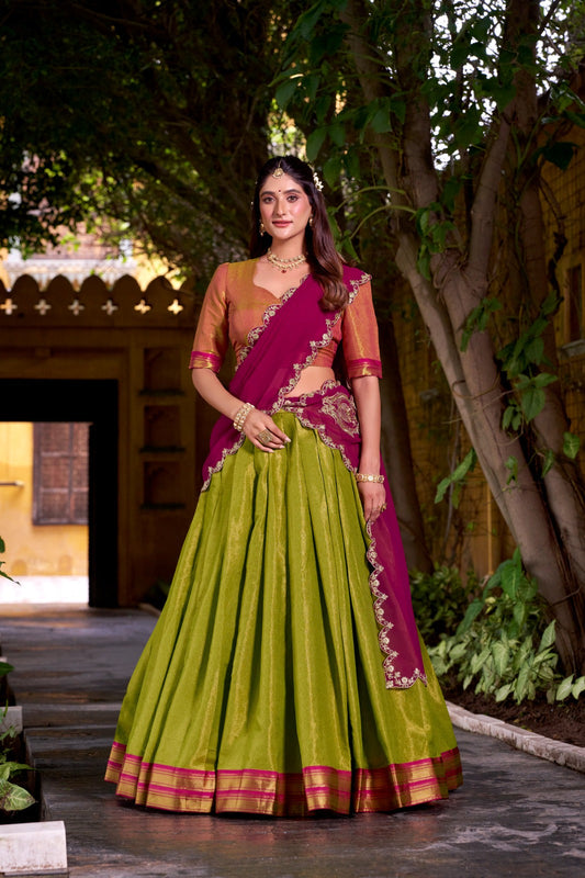 FESTIVE SPECIAL KANCHIPURAM LEHENGA CHOLI WITH GEORGETTE DUPATTA (WDN86) 01