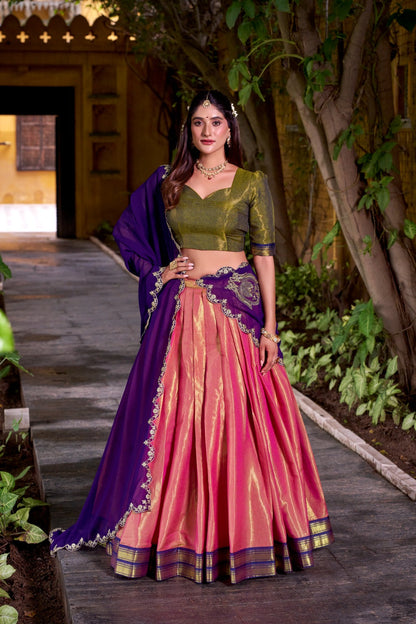 FESTIVE SPECIAL KANCHIPURAM LEHENGA CHOLI WITH GEORGETTE DUPATTA (WDN86) 03