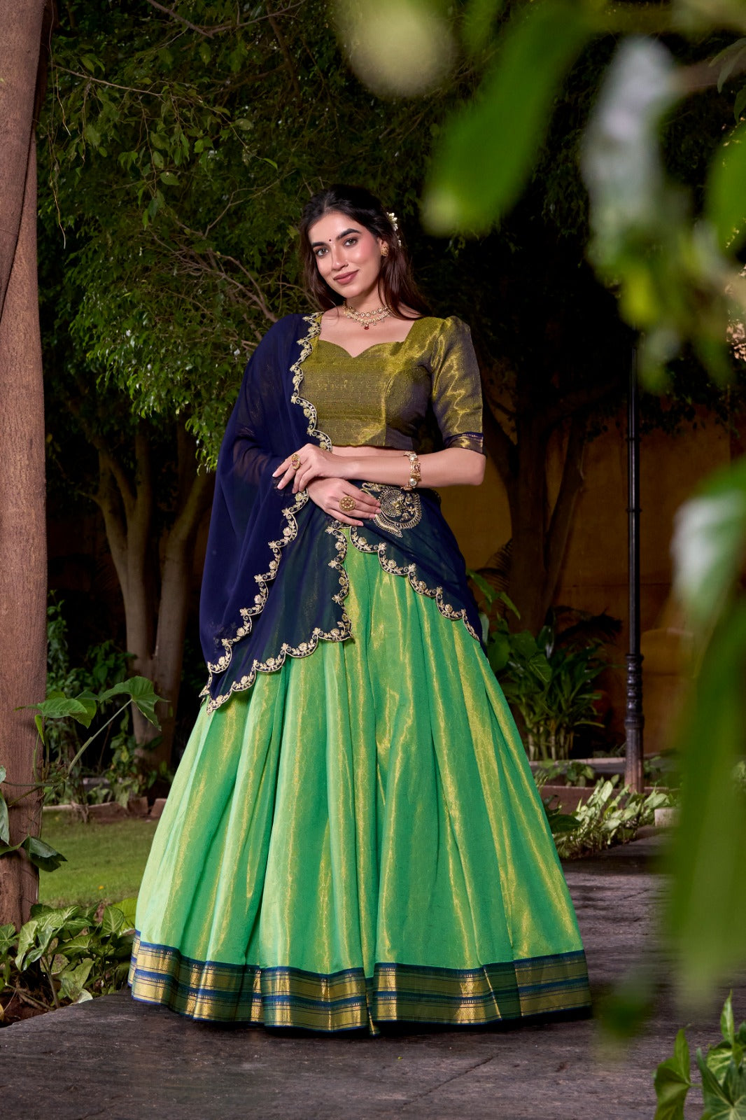 FESTIVE SPECIAL KANCHIPURAM LEHENGA CHOLI WITH GEORGETTE DUPATTA (WDN86) 02