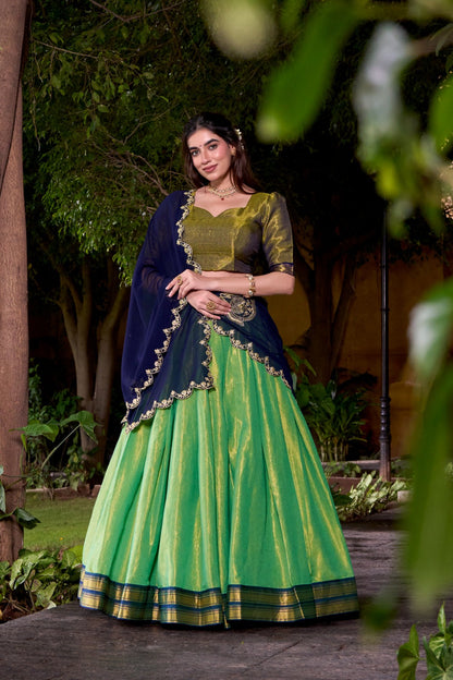 FESTIVE SPECIAL KANCHIPURAM LEHENGA CHOLI WITH GEORGETTE DUPATTA (WDN86) 02