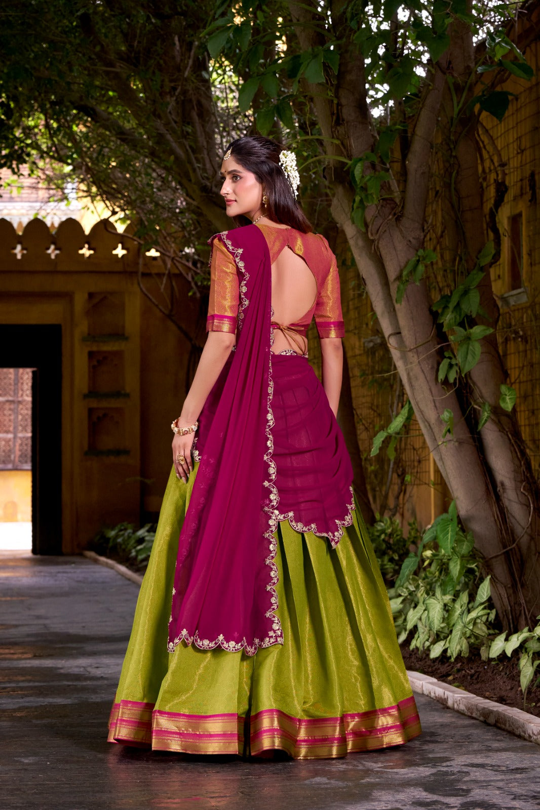 FESTIVE SPECIAL KANCHIPURAM LEHENGA CHOLI WITH GEORGETTE DUPATTA (WDN86) 01
