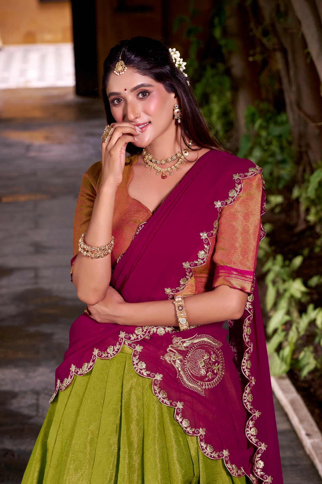 FESTIVE SPECIAL KANCHIPURAM LEHENGA CHOLI WITH GEORGETTE DUPATTA (WDN86) 01