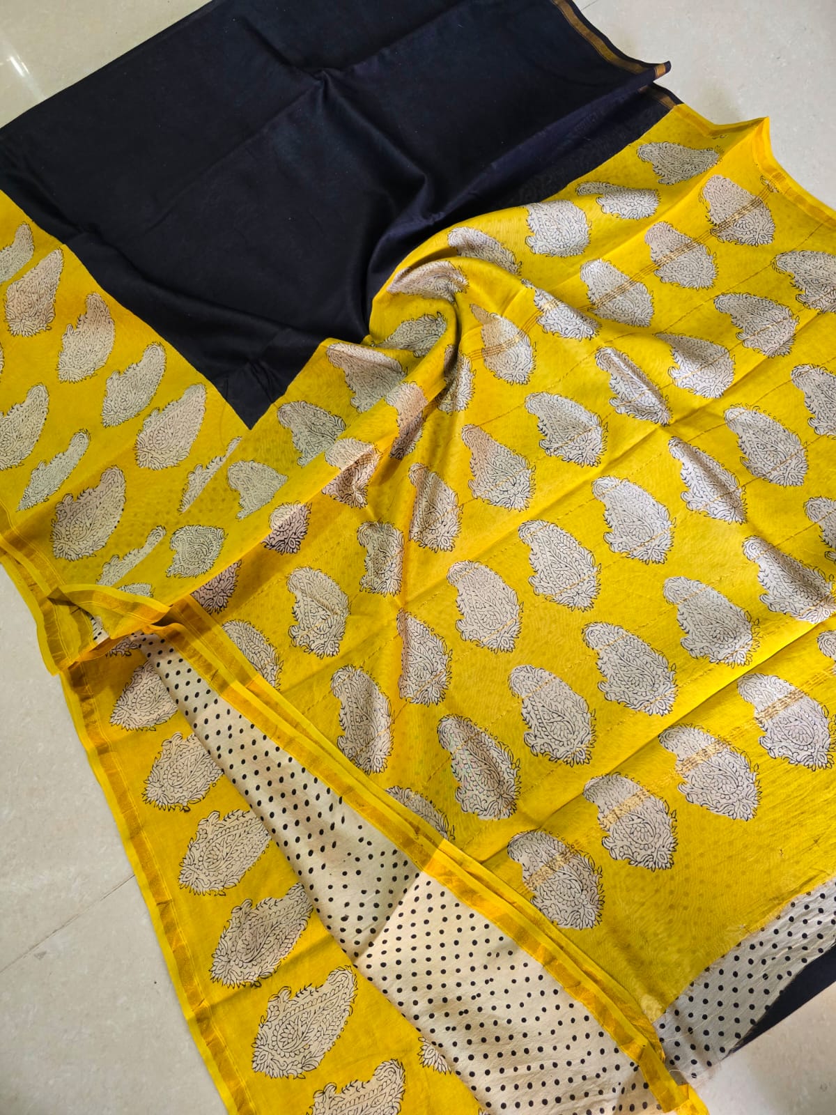 Premium Hand Block Printed Chanderi Silk Saree  36