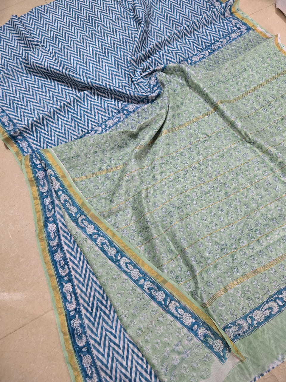 Premium Hand Block Printed Chanderi Silk Saree (SWSRCHACH31)
