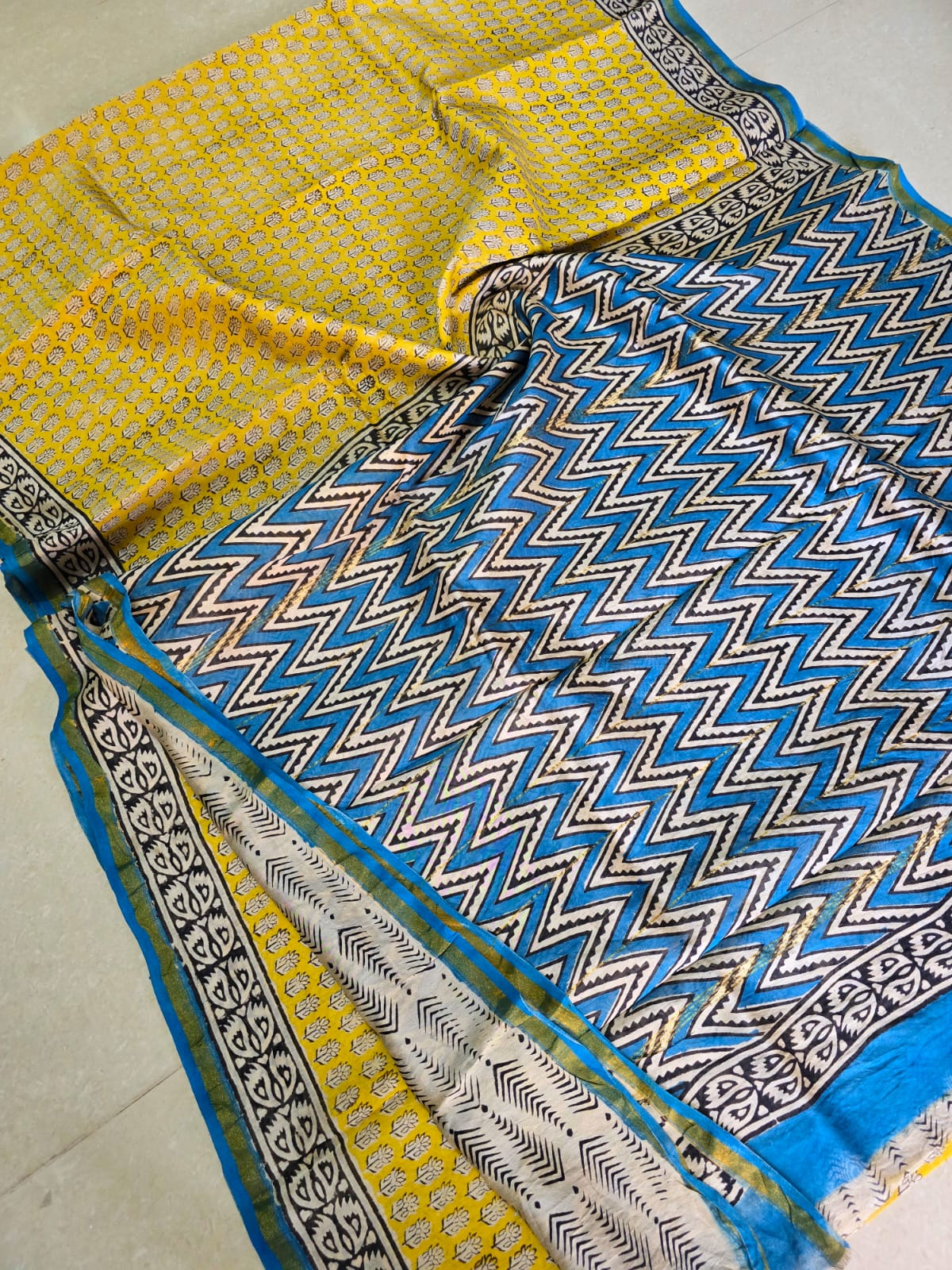Premium Hand Block Printed Chanderi Silk Saree (SWSRCHACH30)