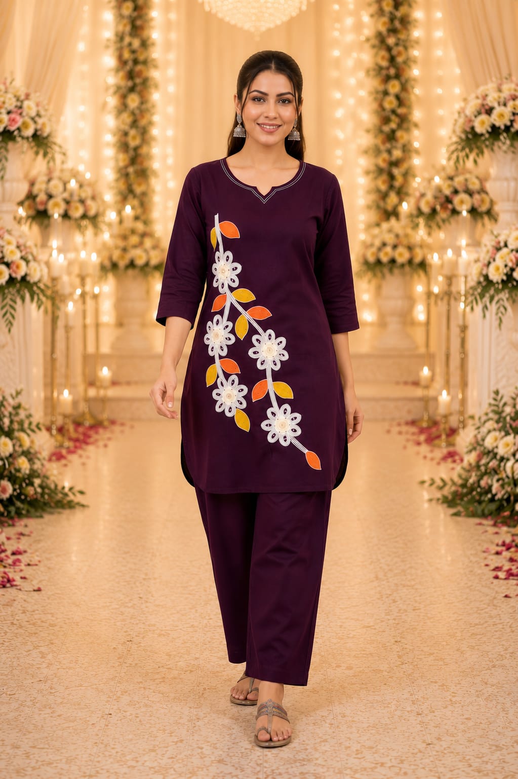 Elegant Floral Fusion Kurta Set (RRRD52)