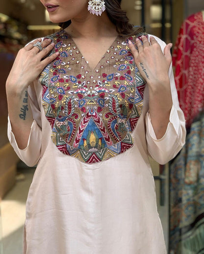 LAUNCHING EXTREMELY ELEGANT PREMIUM SILK SUIT SET WHICH IS BEAUTIFULLY DECORATED WITH ATTRACTIVE HANDWORK(WARED12)