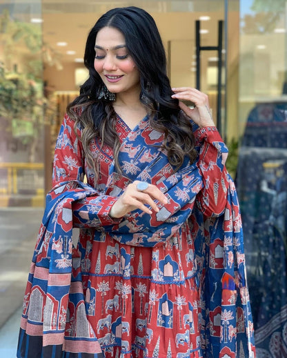 Launching Super Cool, Comfortable And Stylish Pure Cotton Suit Cum Gown Set Which Is Beautifully Decorated With Intricate Hand Work, Jari Work And Lace Detailing In Neck(WARED65)