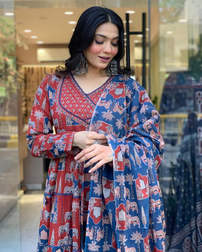Launching Super Cool, Comfortable And Stylish Pure Cotton Suit Cum Gown Set Which Is Beautifully Decorated With Intricate Hand Work, Jari Work And Lace Detailing In Neck(WARED65)