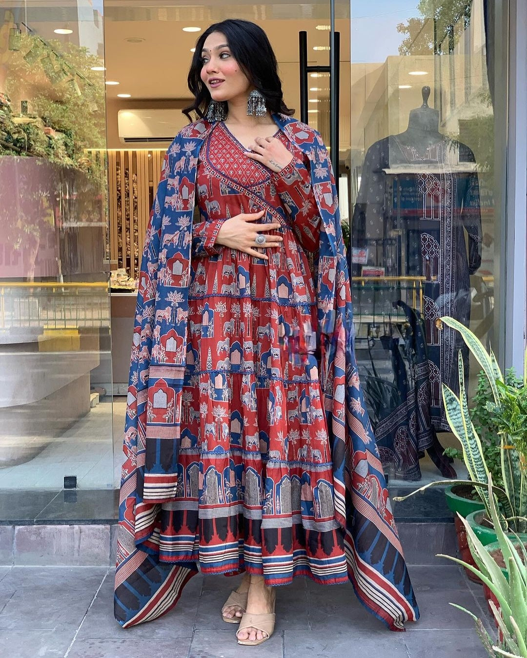 Launching Super Cool, Comfortable And Stylish Pure Cotton Suit Cum Gown Set Which Is Beautifully Decorated With Intricate Hand Work, Jari Work And Lace Detailing In Neck(WARED65)