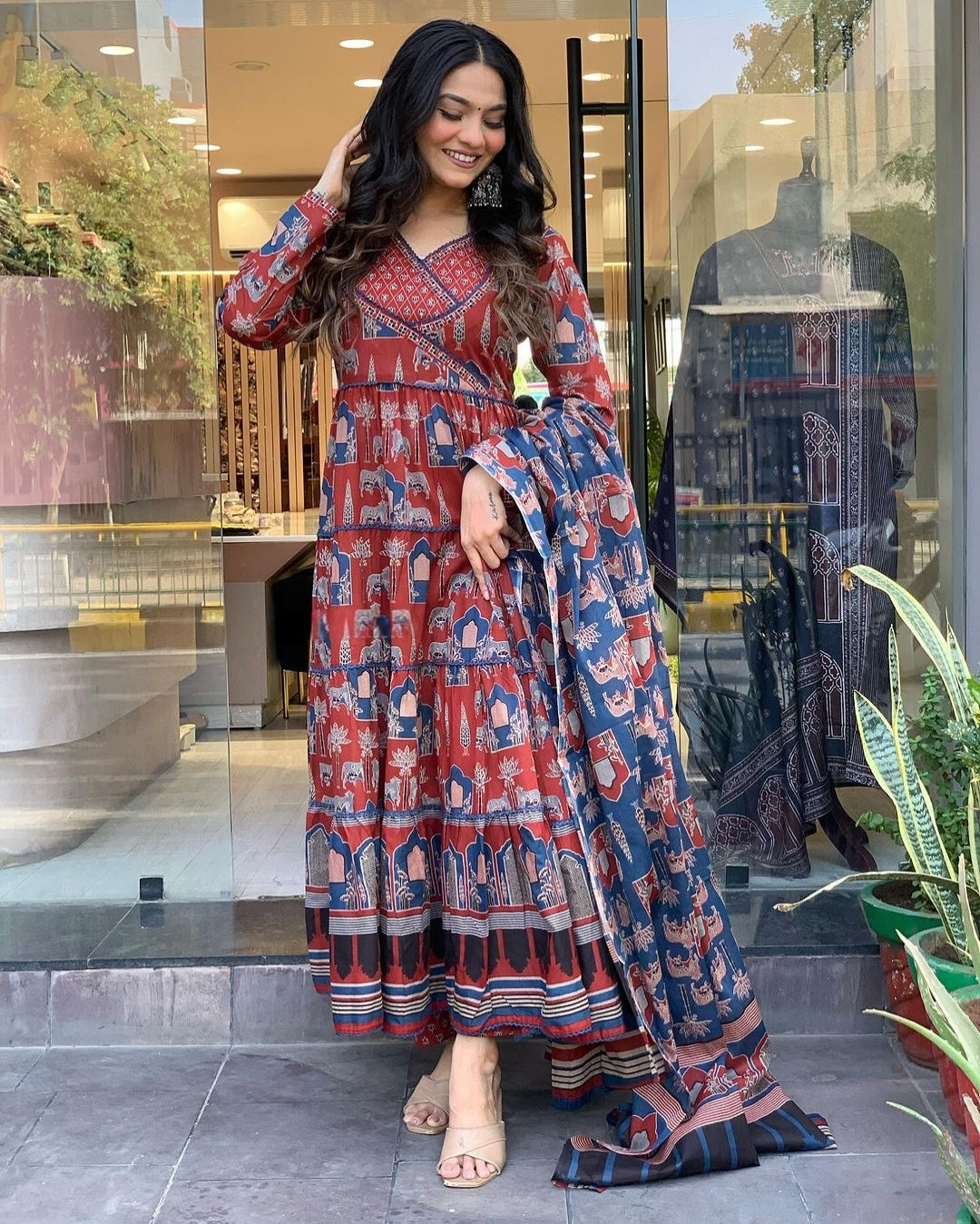 Launching Super Cool, Comfortable And Stylish Pure Cotton Suit Cum Gown Set Which Is Beautifully Decorated With Intricate Hand Work, Jari Work And Lace Detailing In Neck(WARED65)