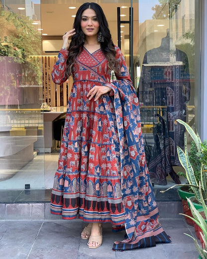 Launching Super Cool, Comfortable And Stylish Pure Cotton Suit Cum Gown Set Which Is Beautifully Decorated With Intricate Hand Work, Jari Work And Lace Detailing In Neck(WARED65)