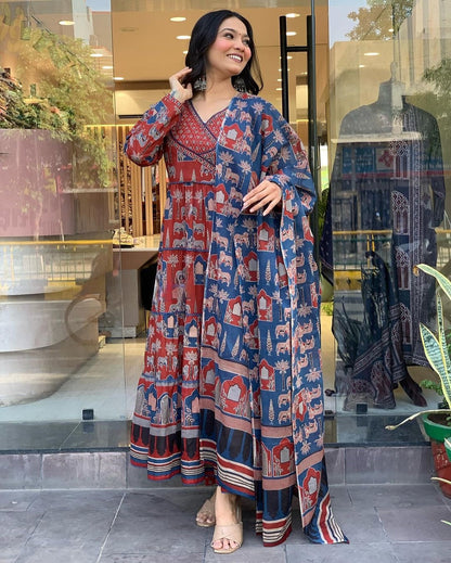 Launching Super Cool, Comfortable And Stylish Pure Cotton Suit Cum Gown Set Which Is Beautifully Decorated With Intricate Hand Work, Jari Work And Lace Detailing In Neck(WARED65)