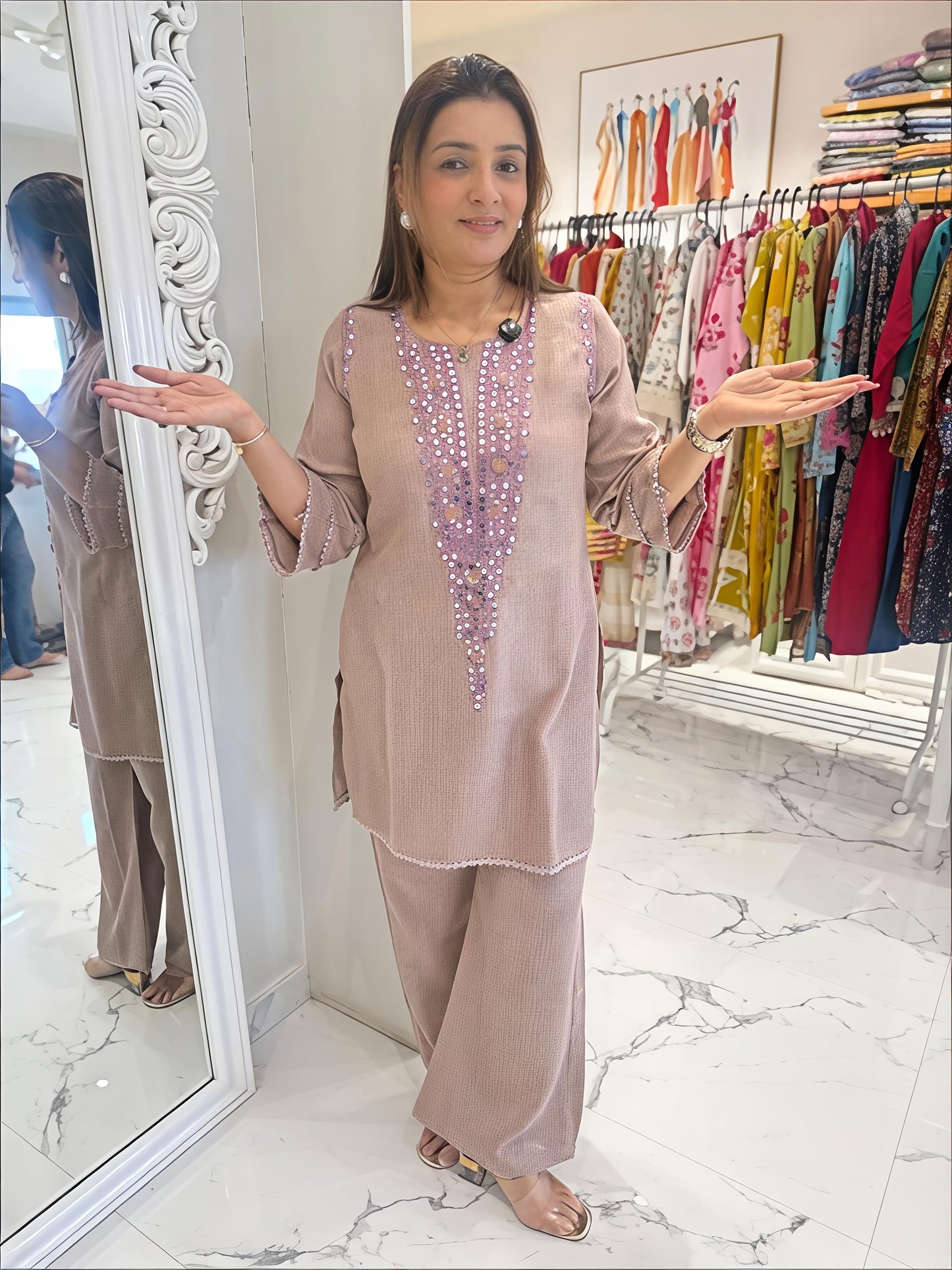 Premium cotton flex top with beautifuly embroidery work (RD030)