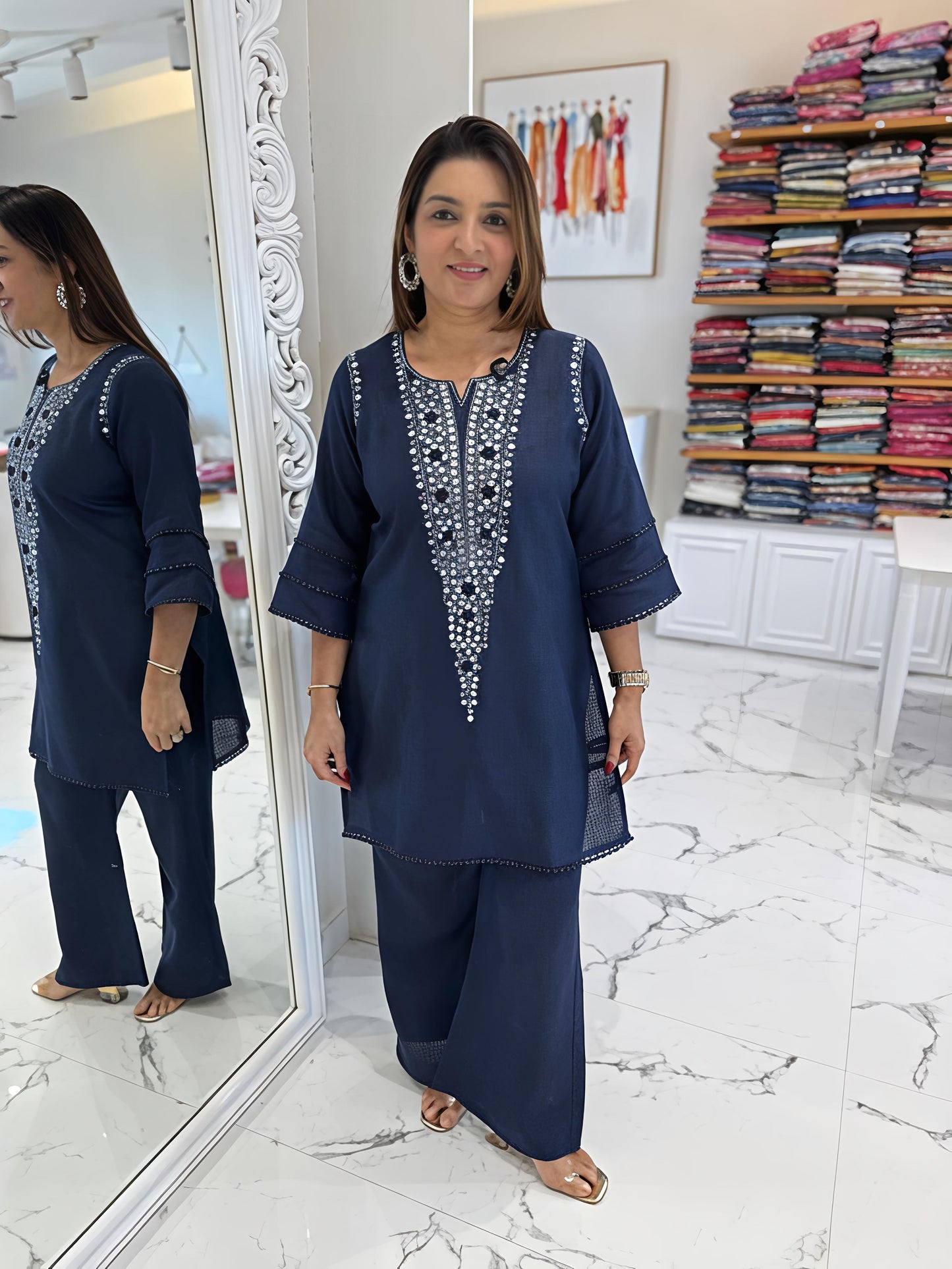 Premium cotton flex top with beautifuly embroidery work (RD030)