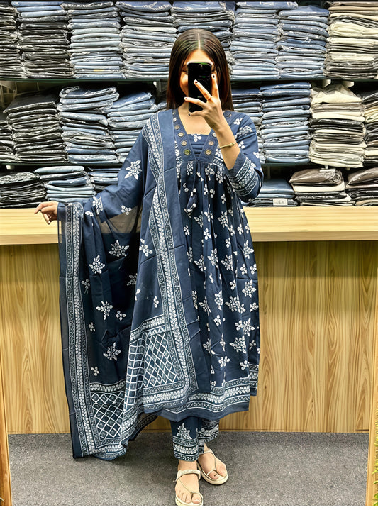 Elegant Floral Printed Kurta with Dupatta for Women(SWSK40)