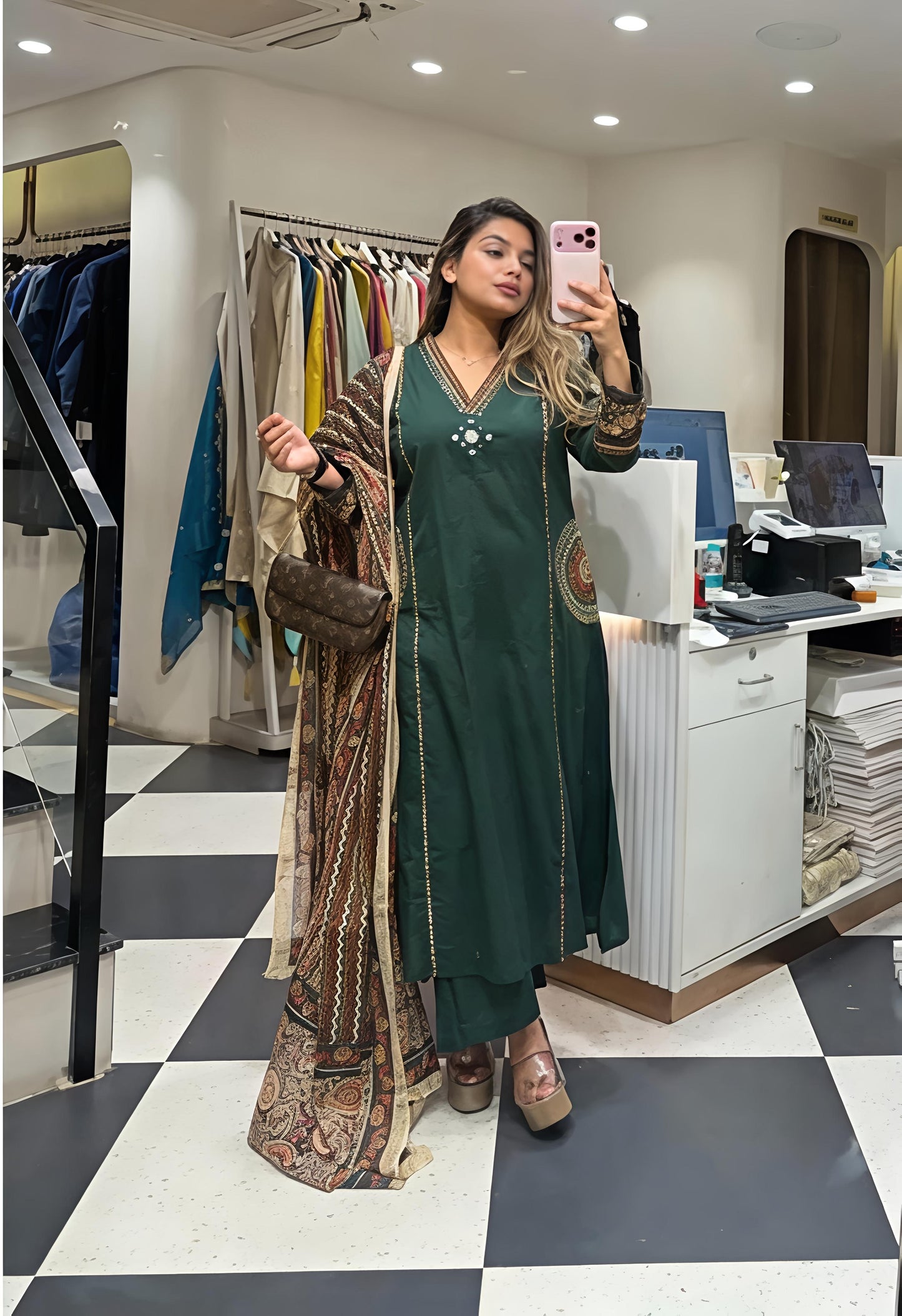 Women’s Embroidered Kurta Pant Set with Dupatta (RD33)