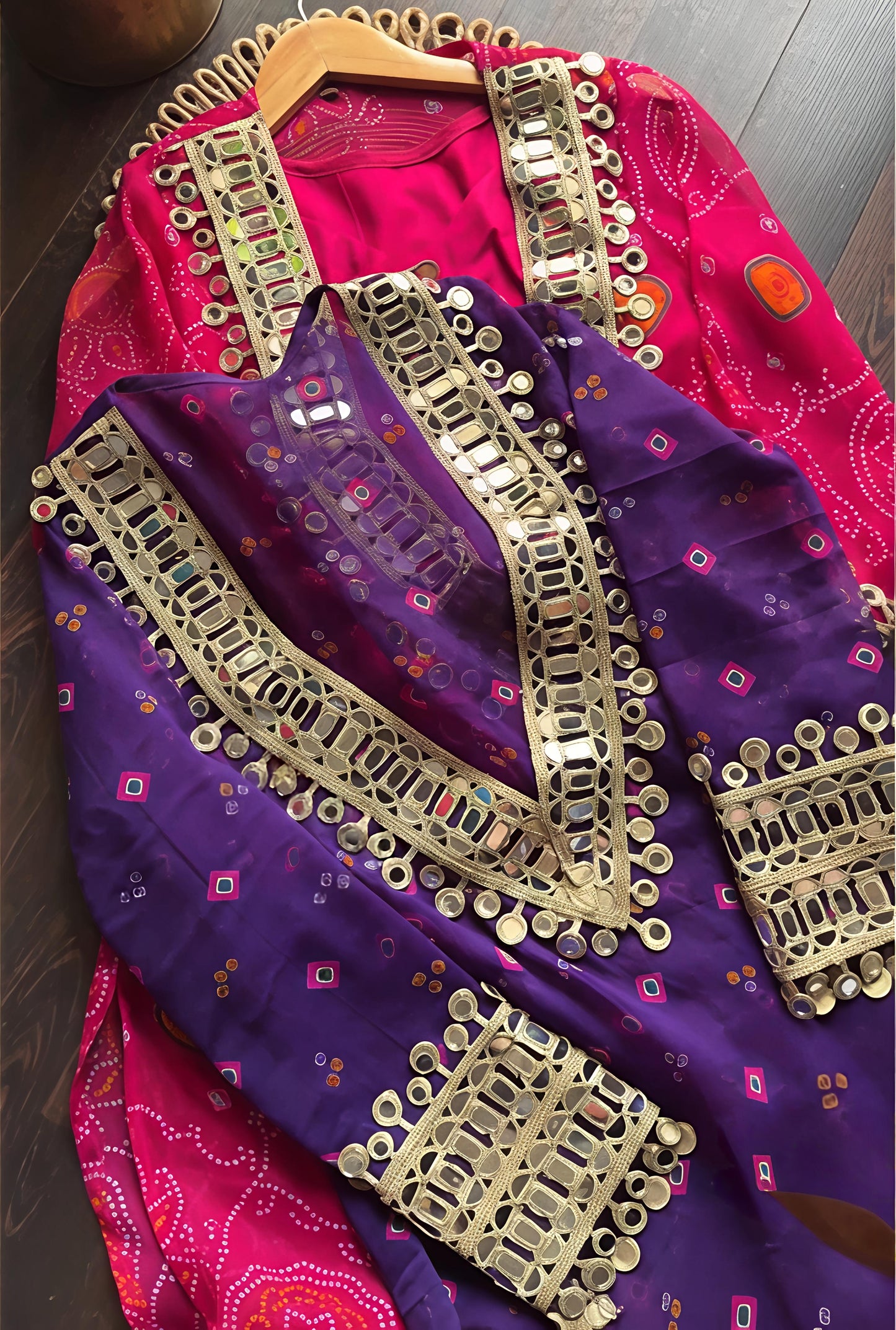 Velvet Charm Embroidered Kurta Set (Purple & Pink) 💜❤️(RD33)