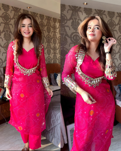 Velvet Charm Embroidered Kurta Set (Purple & Pink) 💜❤️(RD33)