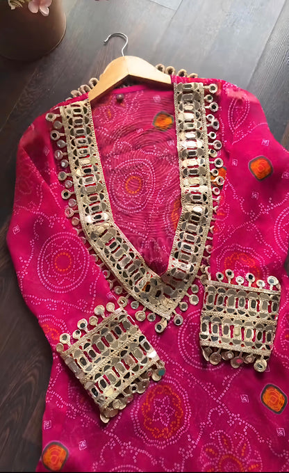 Velvet Charm Embroidered Kurta Set (Purple & Pink) 💜❤️(RD33)