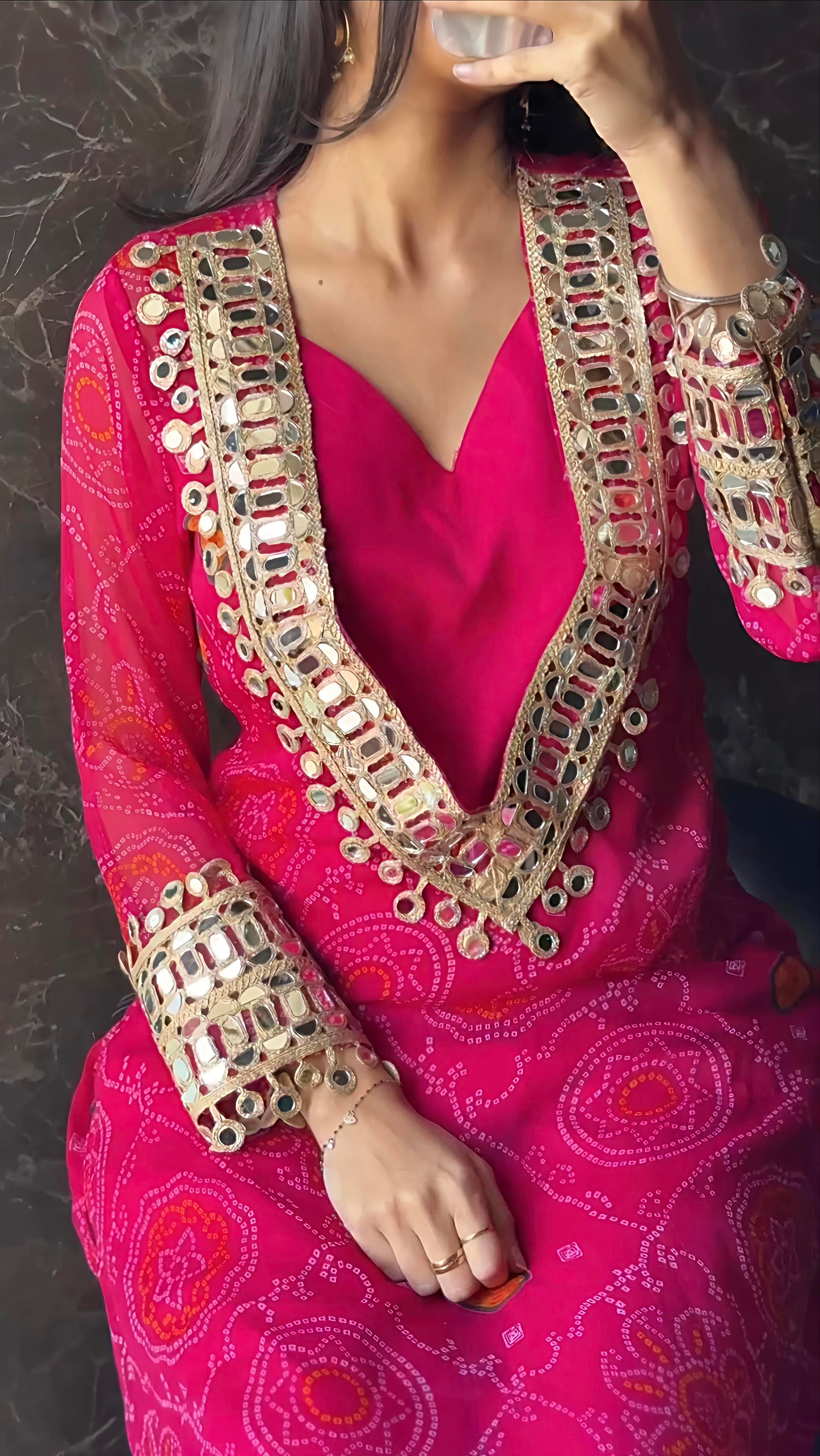 Velvet Charm Embroidered Kurta Set (Purple & Pink) 💜❤️(RD33)
