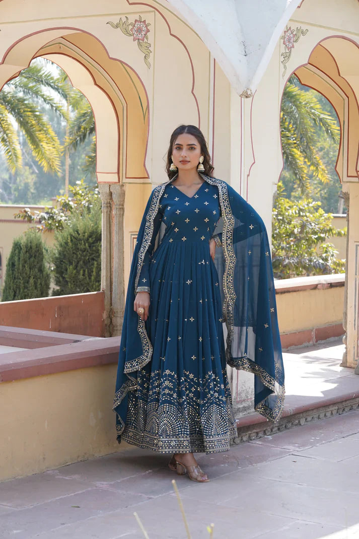 BEAUTIFUL STYLISH DESIGNER GOWN WITH DUPATTA SET (WD33) (01)