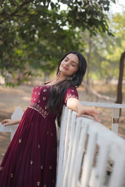 ZARI THREAD SEQUINS EMBROIDERY WORK GOWN (WDN23)