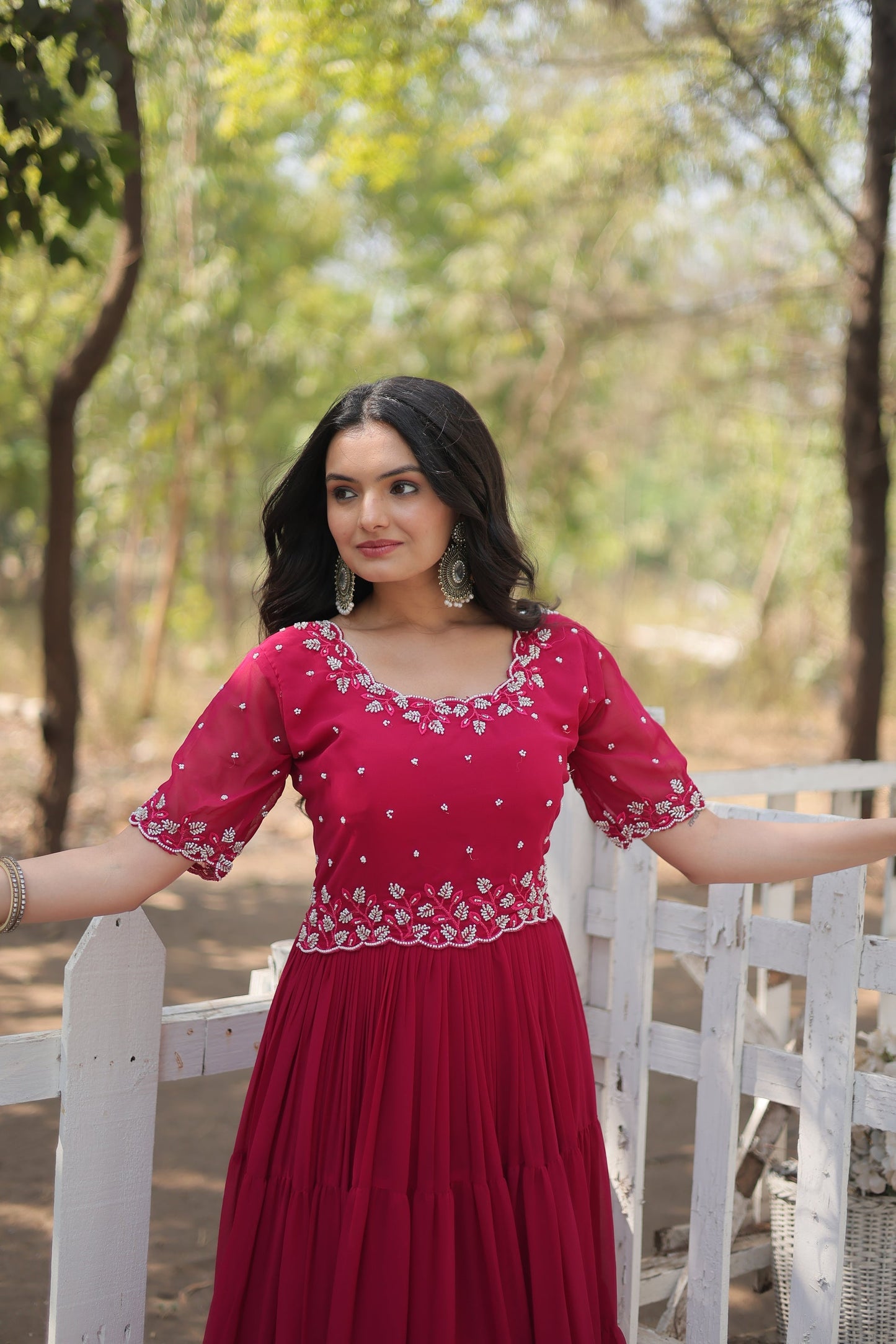 FESTIVAL SPECIAL BEADS EMBROIDERY WORK GOWN (WDN31)