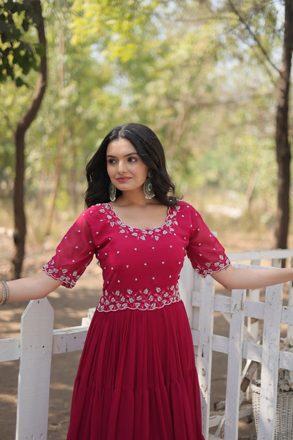 FESTIVAL SPECIAL BEADS EMBROIDERY WORK GOWN (WDN31)