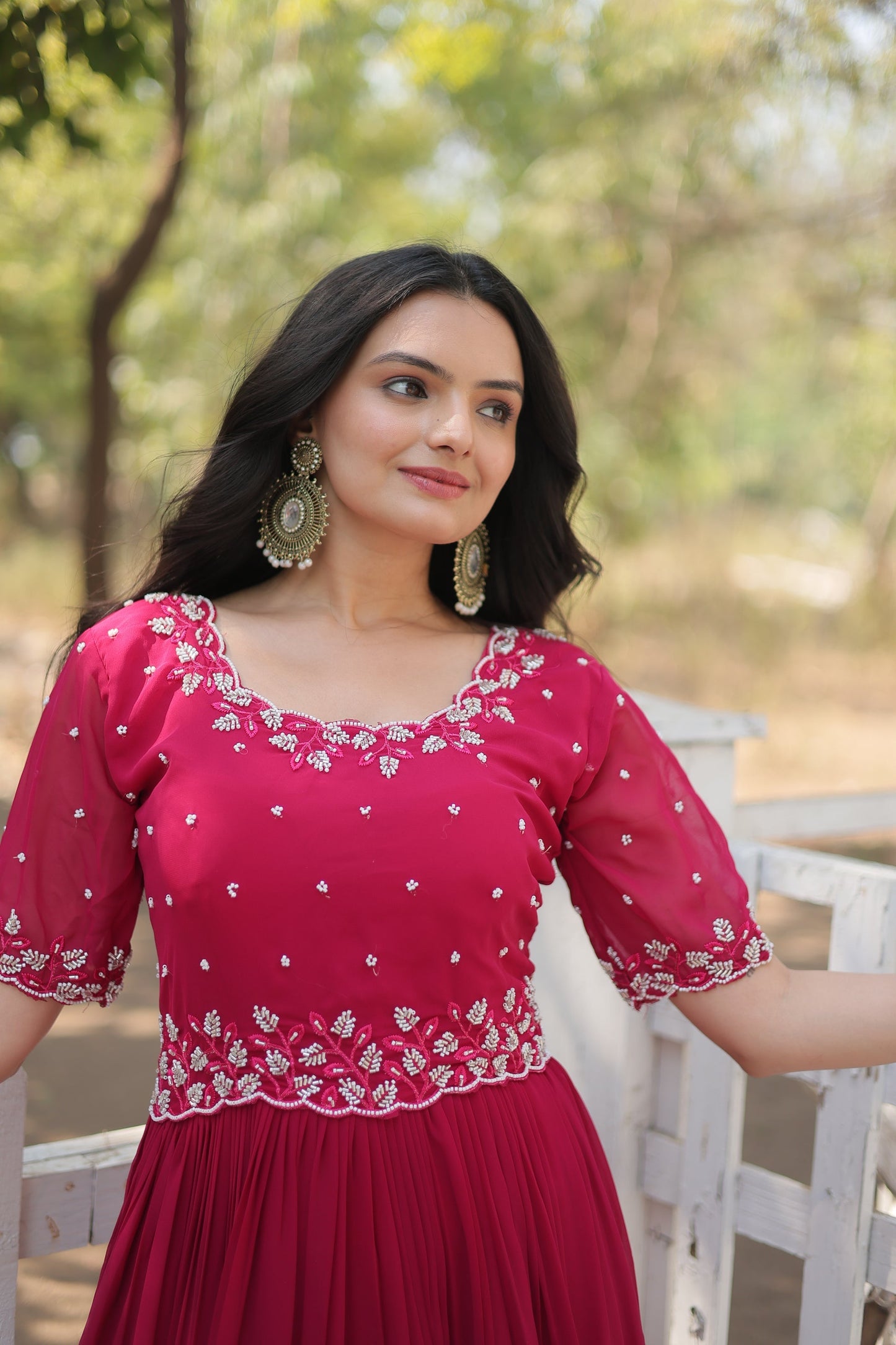 FESTIVAL SPECIAL BEADS EMBROIDERY WORK GOWN (WDN31)