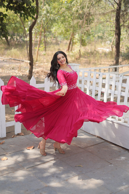 FESTIVAL SPECIAL BEADS EMBROIDERY WORK GOWN (WDN31)