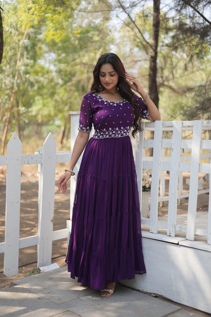 FESTIVAL SPECIAL BEADS EMBROIDERY WORK GOWN (WDN31) 01