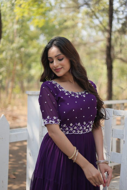 FESTIVAL SPECIAL BEADS EMBROIDERY WORK GOWN (WDN31) 01