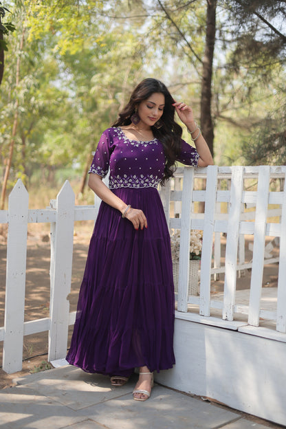 FESTIVAL SPECIAL BEADS EMBROIDERY WORK GOWN (WDN31) 01