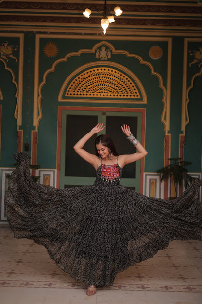 NAVRATRI SPECIAL BANDHANI PRINT PATCHWORK GOWN (WDN48) 01