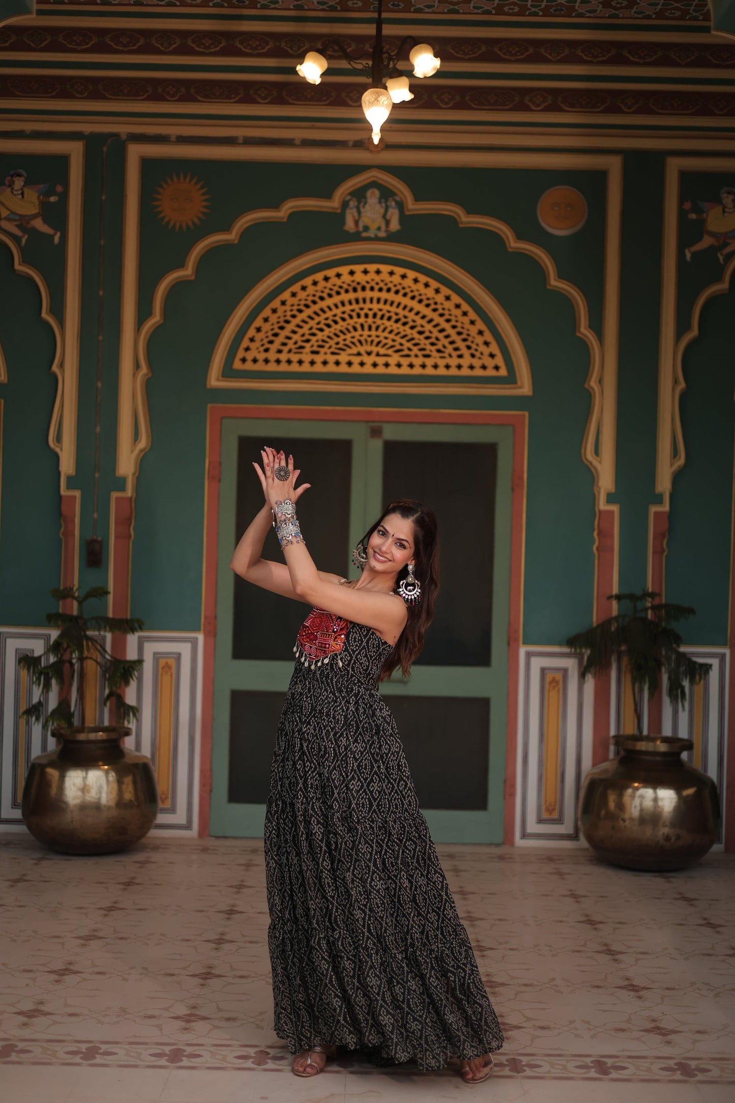 NAVRATRI SPECIAL BANDHANI PRINT PATCHWORK GOWN (WDN48) 01