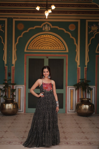 NAVRATRI SPECIAL BANDHANI PRINT PATCHWORK GOWN (WDN48) 01