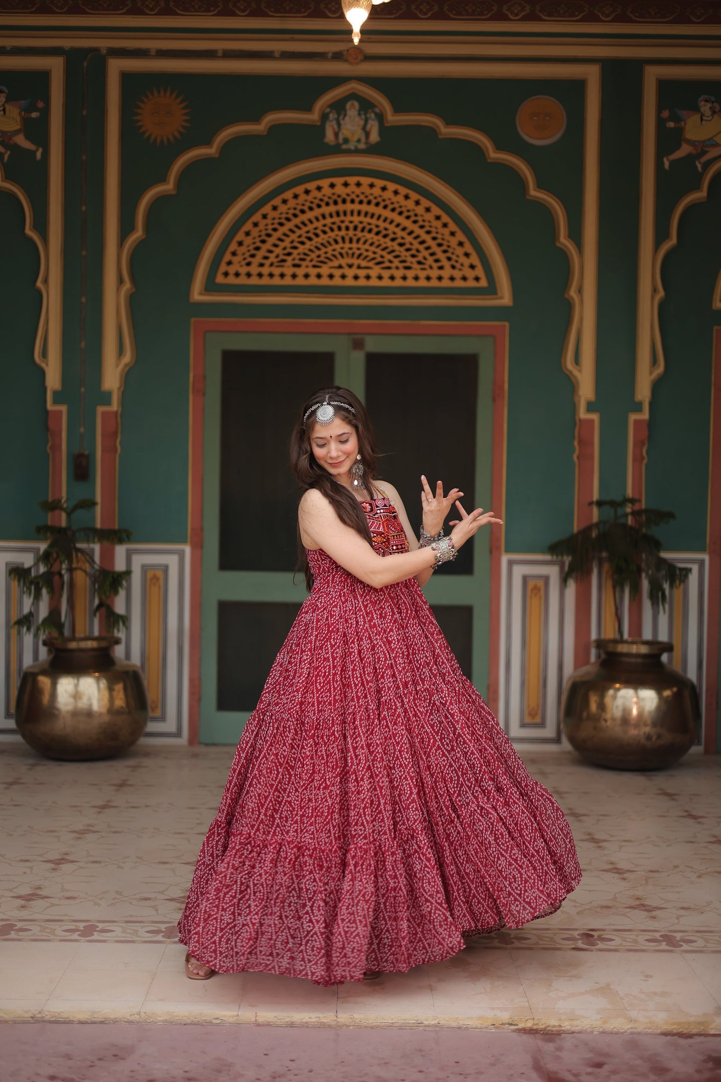 NAVRATRI SPECIAL BANDHANI PRINT PATCHWORK GOWN (WDN48)