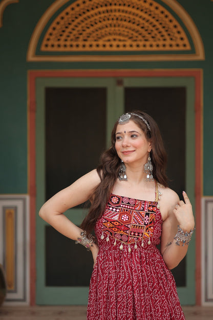 NAVRATRI SPECIAL BANDHANI PRINT PATCHWORK GOWN (WDN48)