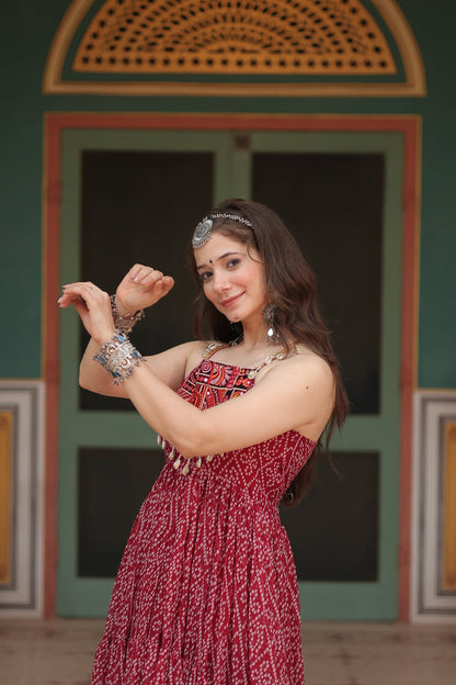 NAVRATRI SPECIAL BANDHANI PRINT PATCHWORK GOWN (WDN48)