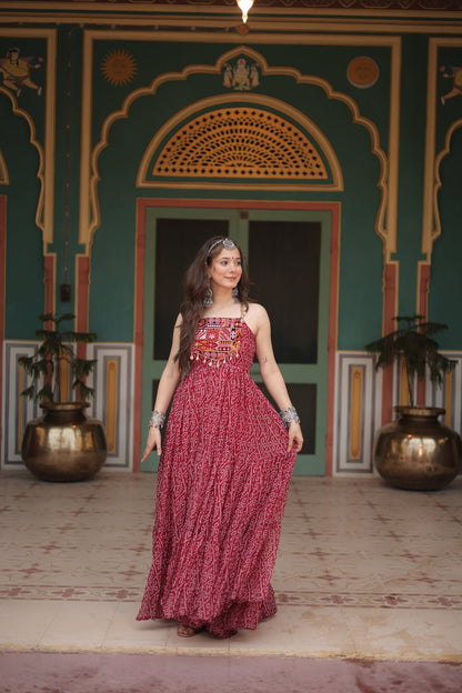 NAVRATRI SPECIAL BANDHANI PRINT PATCHWORK GOWN (WDN48)