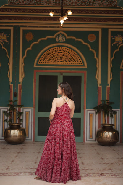 NAVRATRI SPECIAL BANDHANI PRINT PATCHWORK GOWN (WDN48)