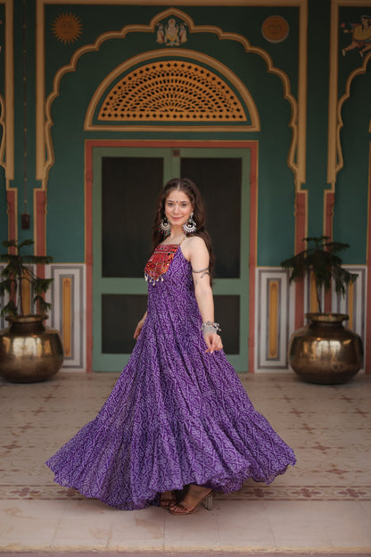 NAVRATRI SPECIAL BANDHANI PRINT PATCHWORK GOWN (WDN48) 02