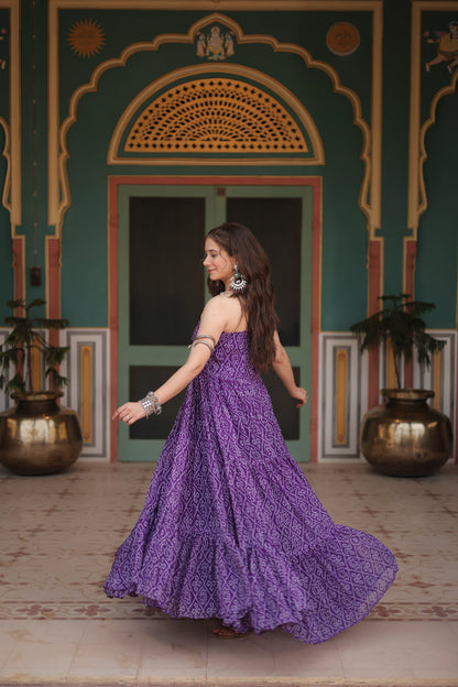 NAVRATRI SPECIAL BANDHANI PRINT PATCHWORK GOWN (WDN48) 02