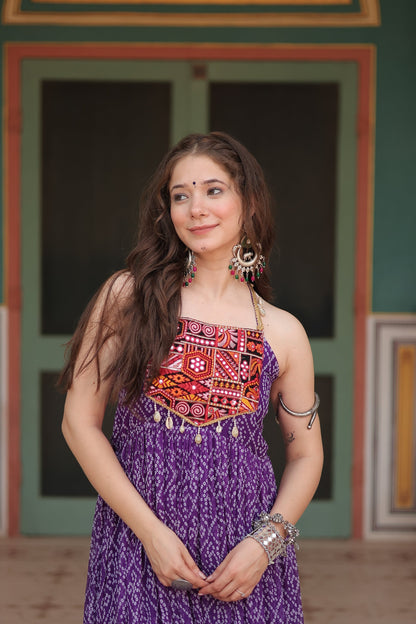 NAVRATRI SPECIAL BANDHANI PRINT PATCHWORK GOWN (WDN48) 02