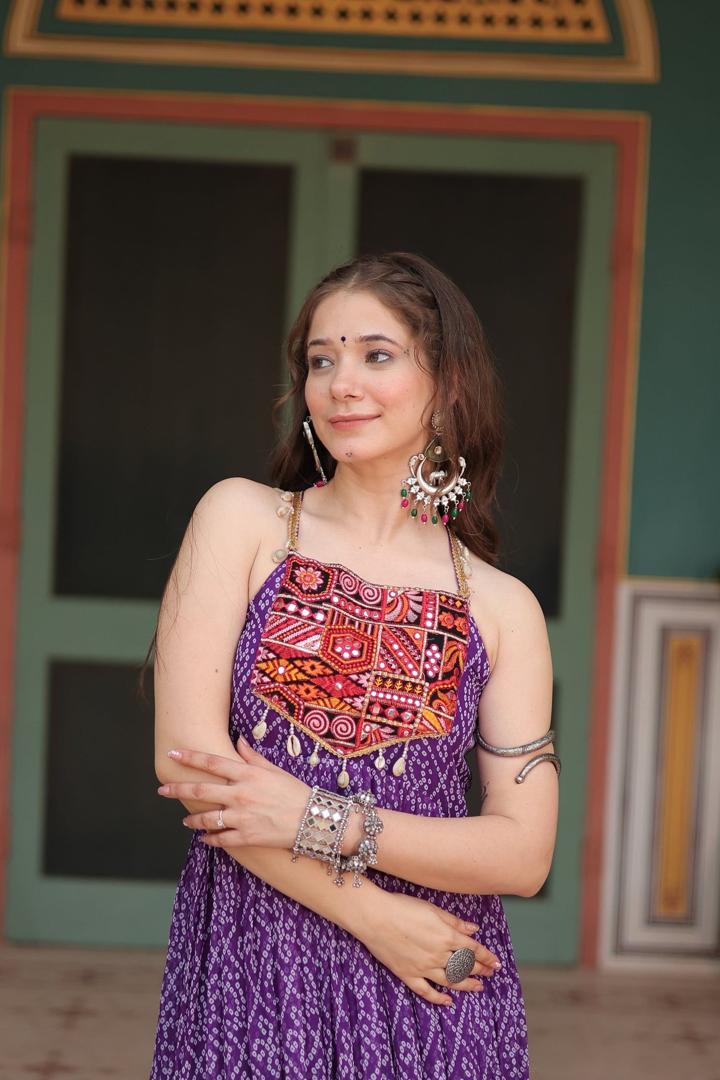 NAVRATRI SPECIAL BANDHANI PRINT PATCHWORK GOWN (WDN48) 02